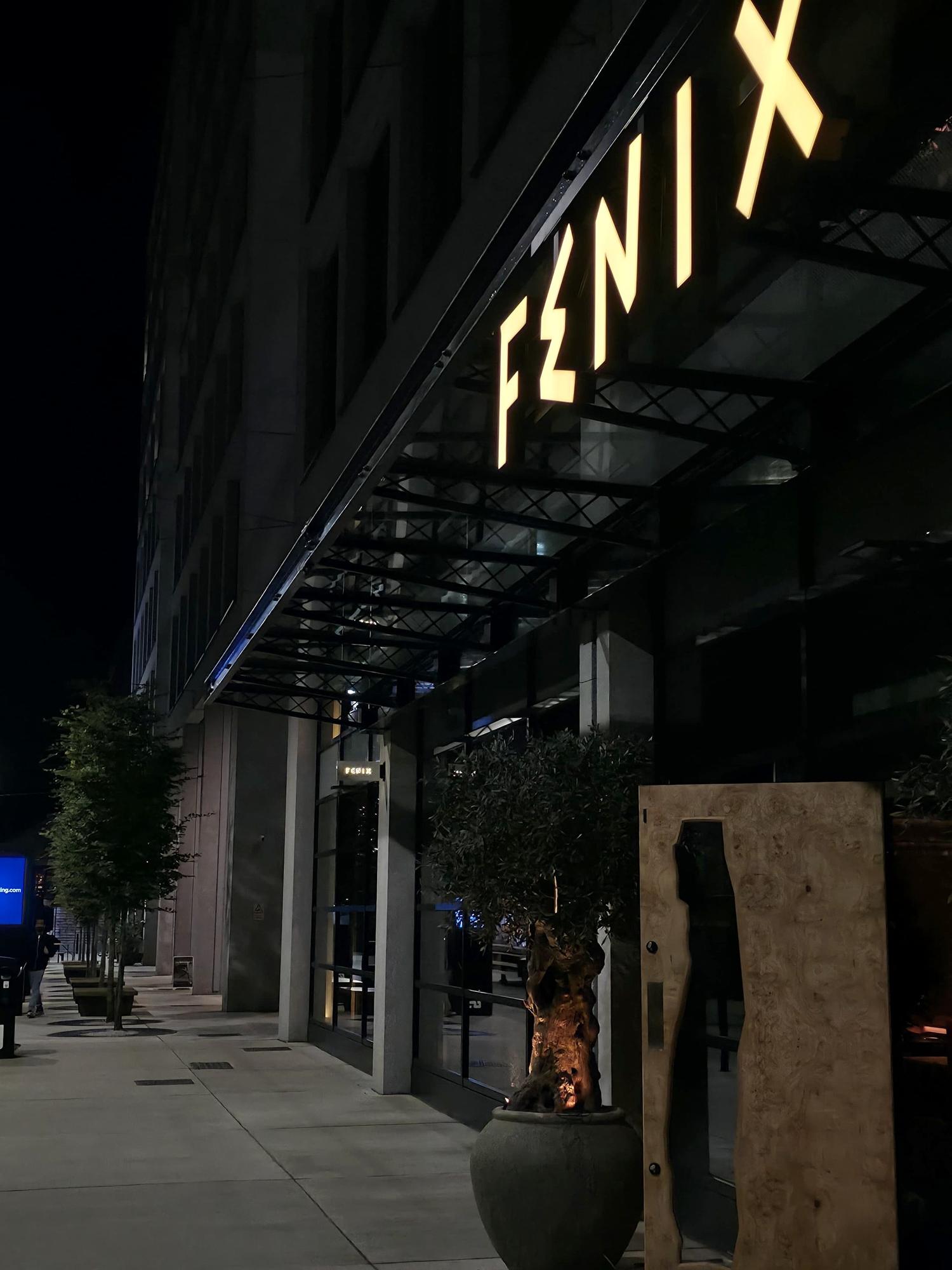 Fenix Manchester | Built-up letters below canopy Face-lit built-up FENIX letters suspended below the canopy at Fenix Manchester