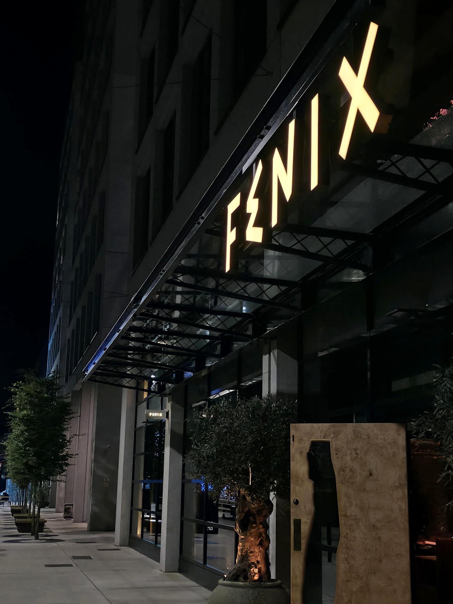 Fenix Manchester | Face-lit letter detail Close view of illuminated built-up aluminium letters with offset backplate