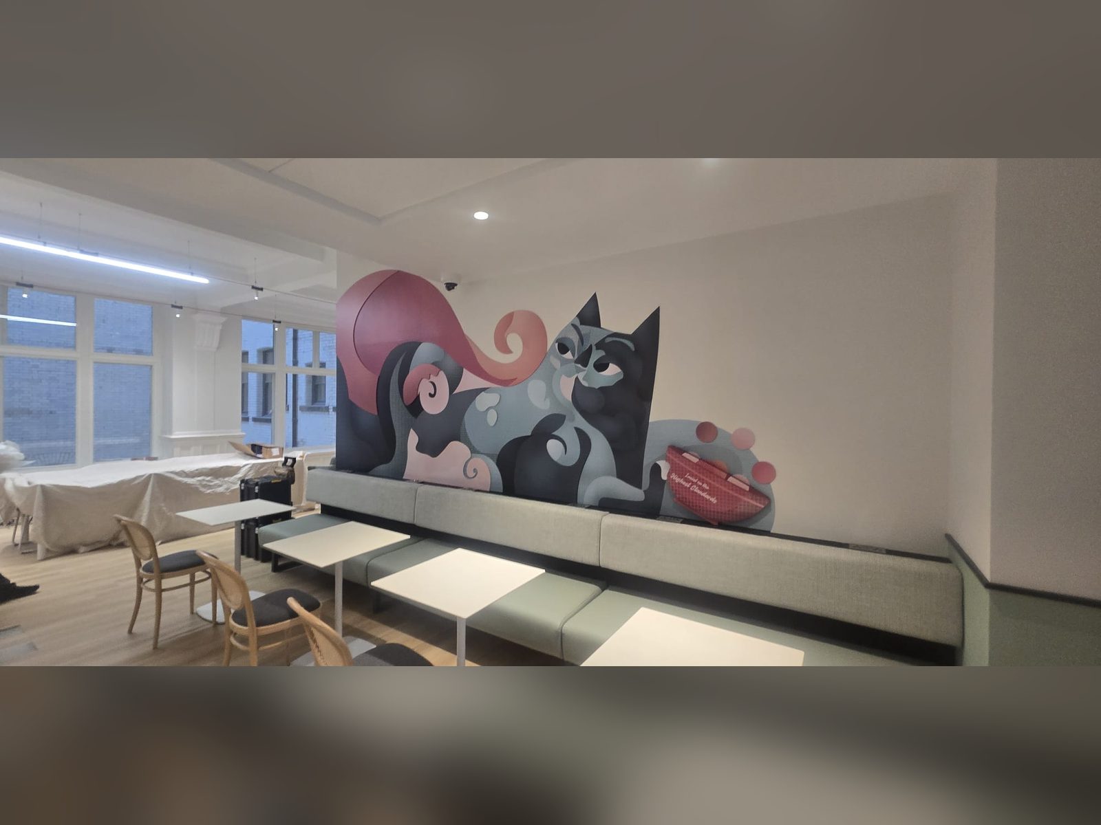 Large feature mural in a cafe