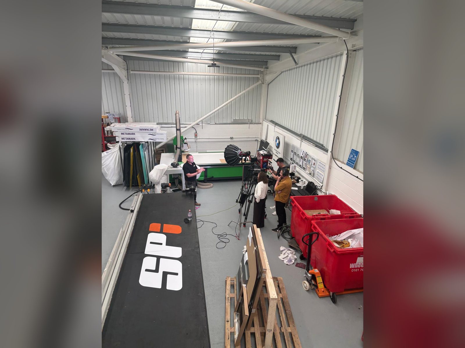 The SPI sign workshop floor in Bolton, Greater Manchester