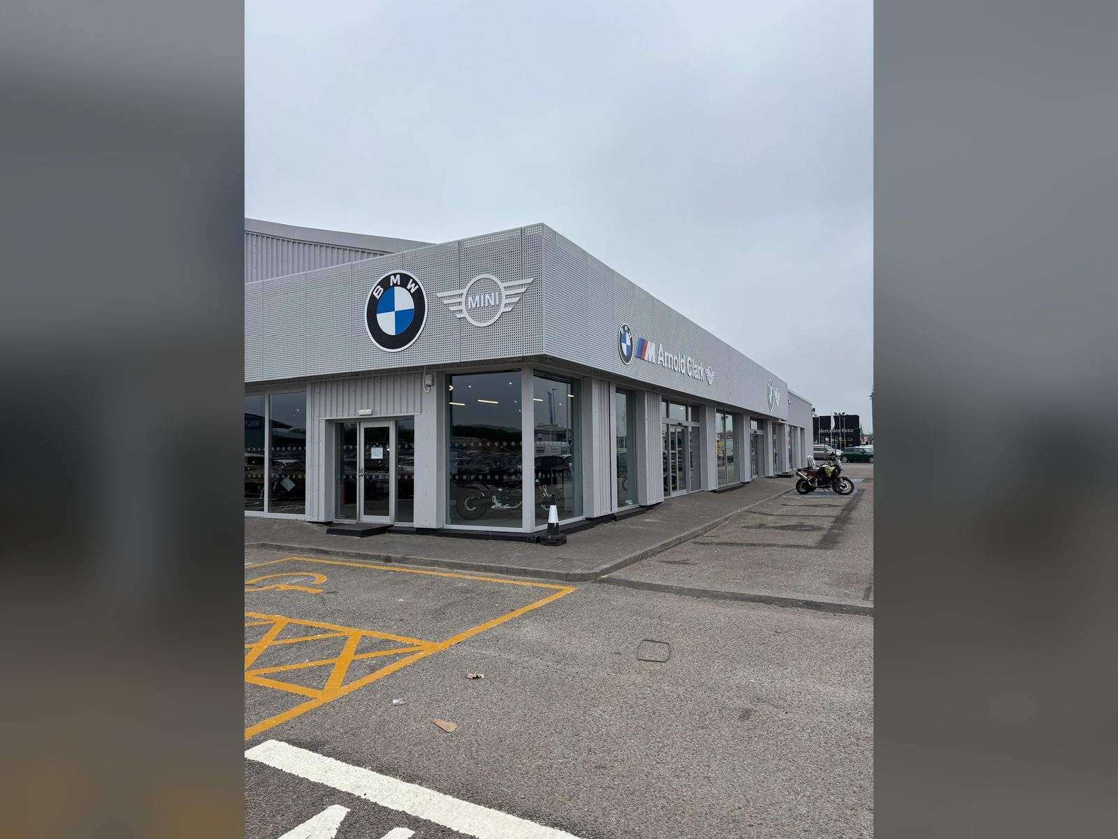 Built up logos and letters on a car showroom