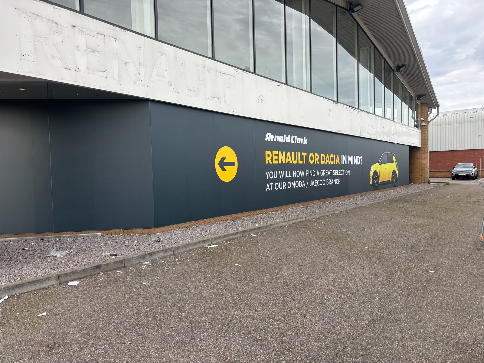 Hoarding graphics around a car showroom refurbishment