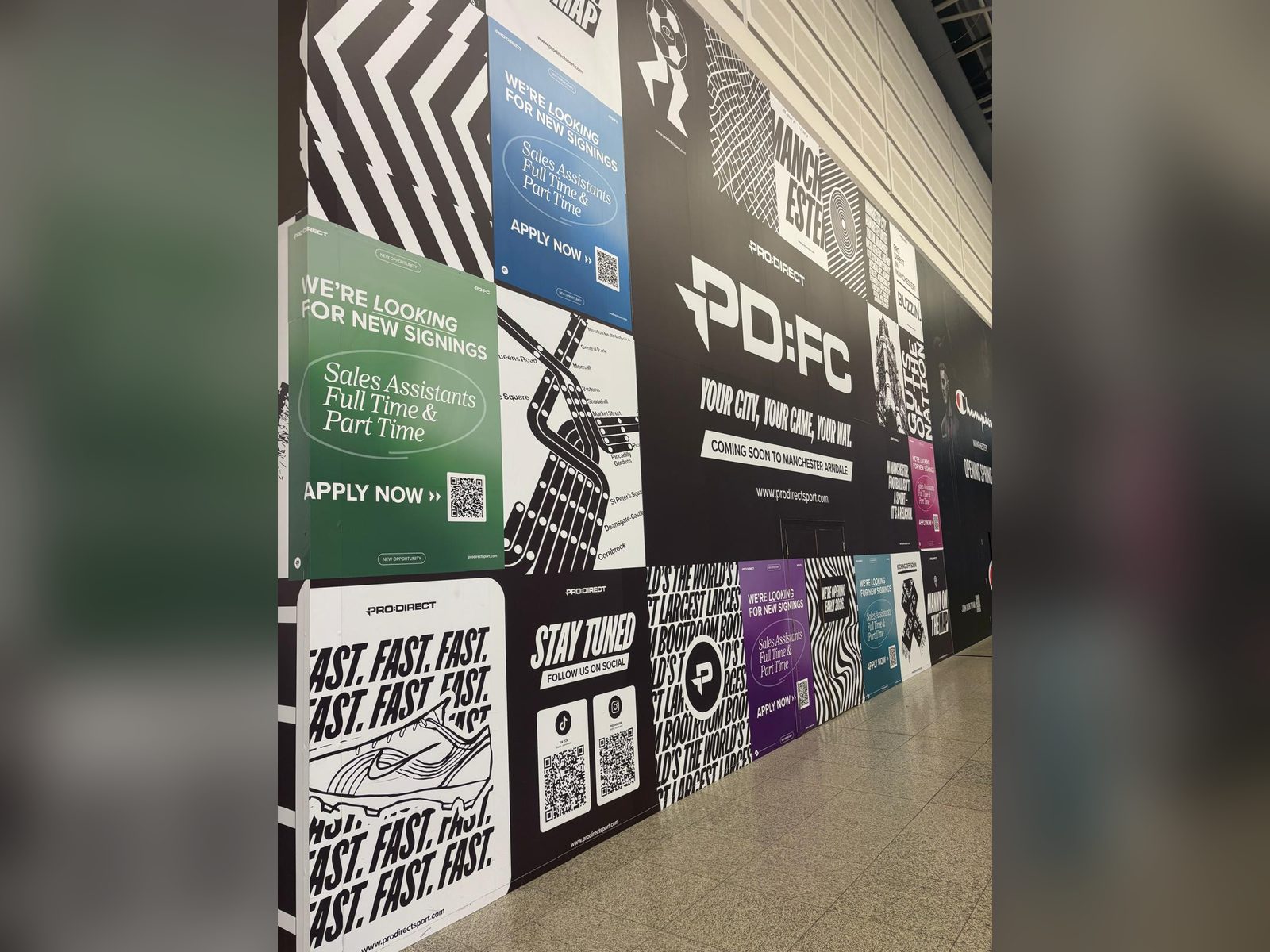 Printed poster wall and hoarding graphics for a new football store