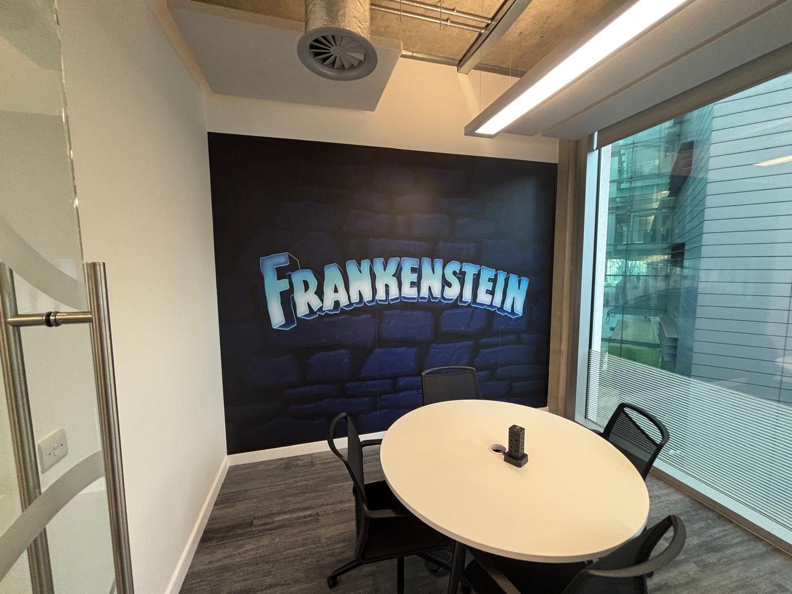 Themed printed wall graphic in a meeting room