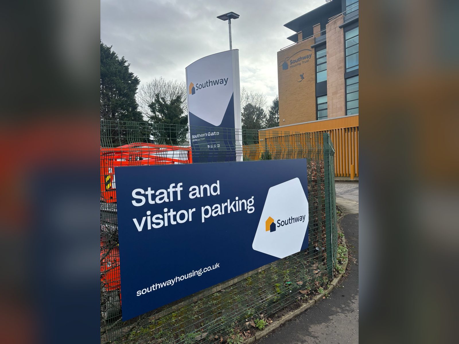 Printed staff and visitor car park sign