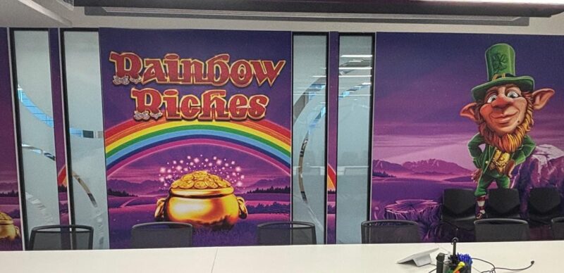 Printed wall mural in a meeting room