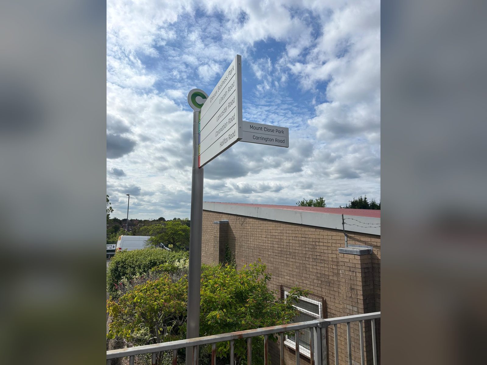 Aluminium fingerpost on a business park