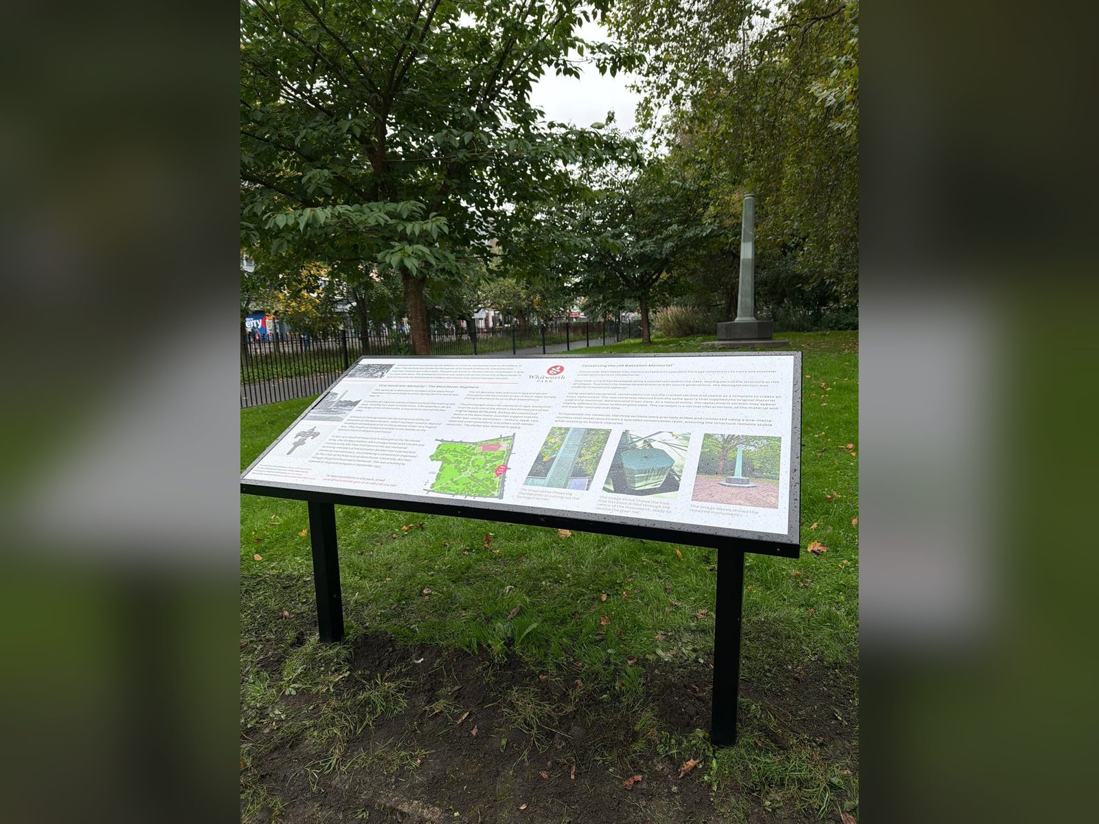 Interpretation lectern panel in a public park