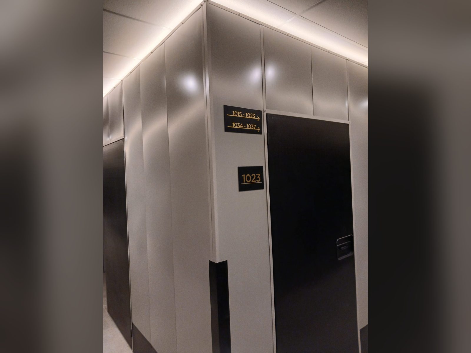 Apartment corridor wayfinding and door numbers