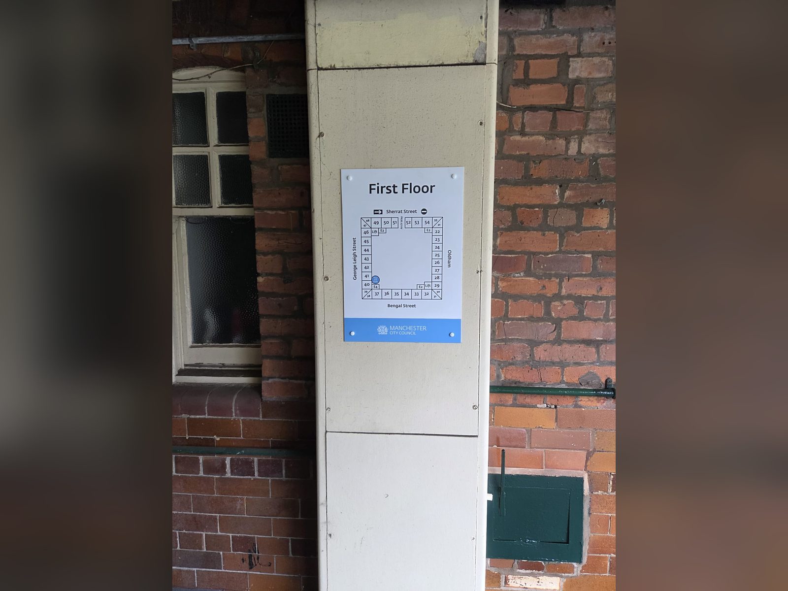Floor plan wayfinding panel in a residential building